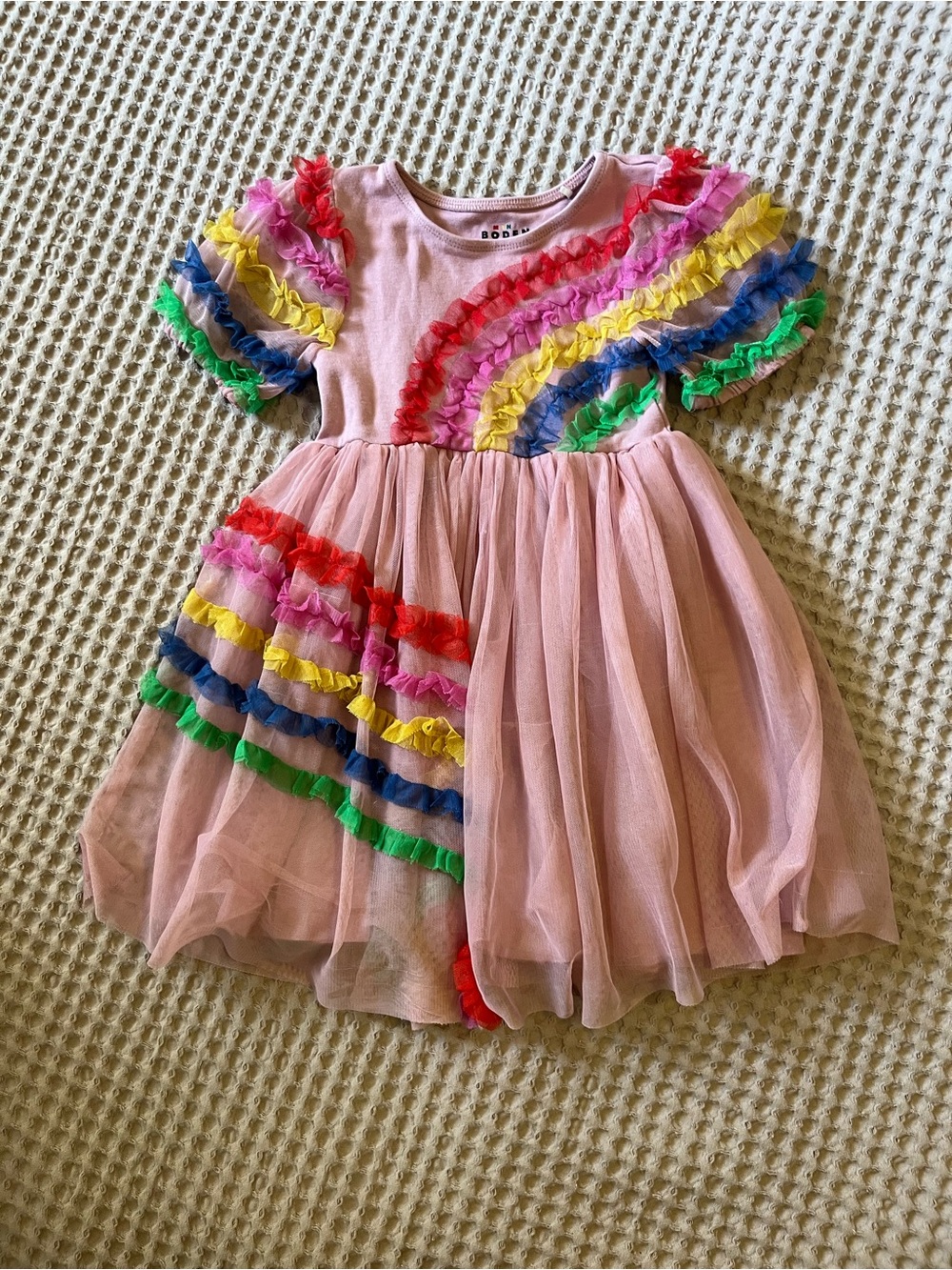 Mini Boden Pink and Rainbow Dress